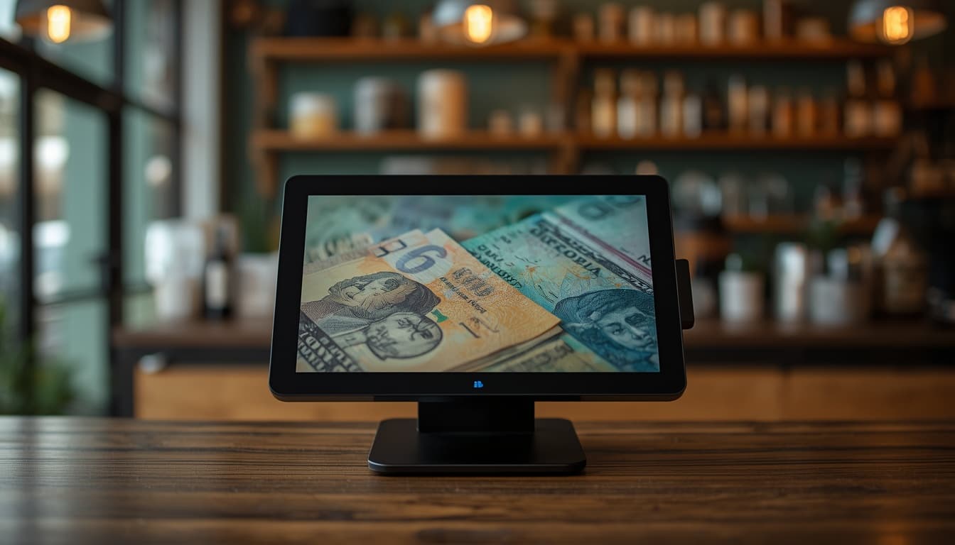 Free-standing Windows POS terminal on a retail counter